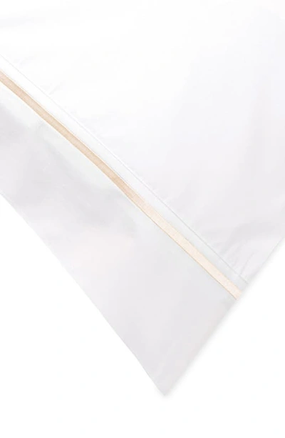 Shop Melange Home Single Embroidered Line 300 Thread Count 100% Cotton Pillowcases In Ivory