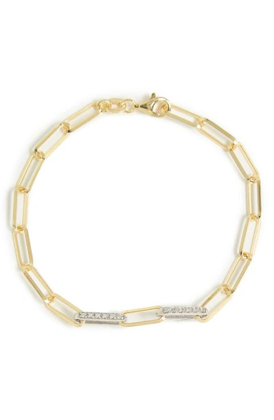 Shop Meshmerise Diamond Paper Clip Chain Bracelet In Yellow
