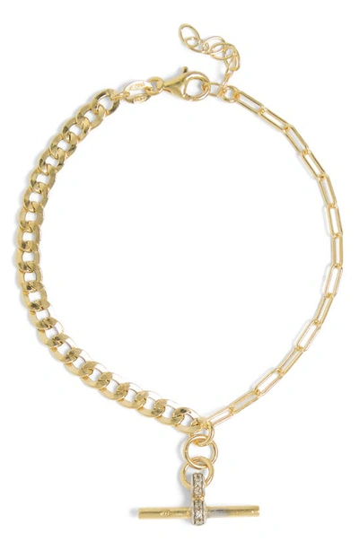 Shop Meshmerise Mix Chain Diamond Bracelet In Yellow