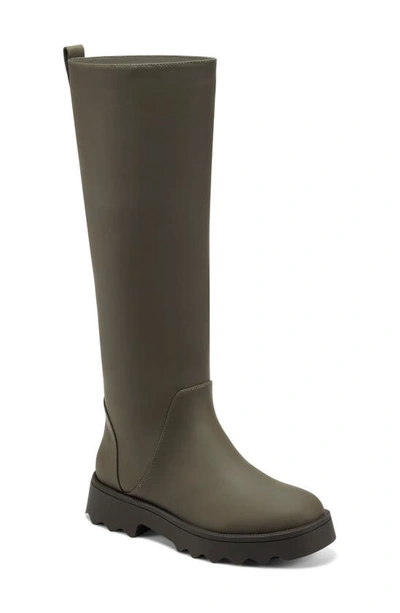 Shop Aerosoles Slalom Water Resistant Faux Leather Boot In Olive Leather Pu