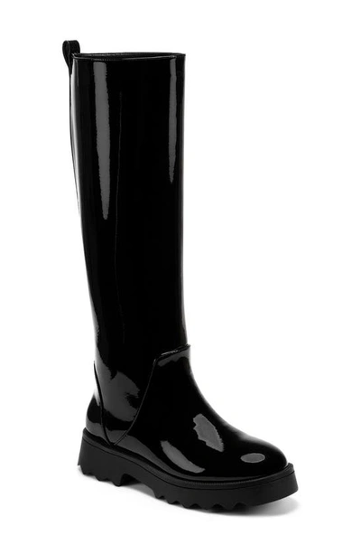 Shop Aerosoles Slalom Water Resistant Faux Leather Boot In Black Patent Pu