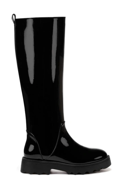 Shop Aerosoles Slalom Water Resistant Faux Leather Boot In Black Patent Pu