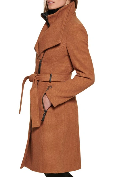 Calvin Klein Women\'s Coat, Macy\'s ModeSens For Blend Created Wool Dark Belted | Wrap Camel In