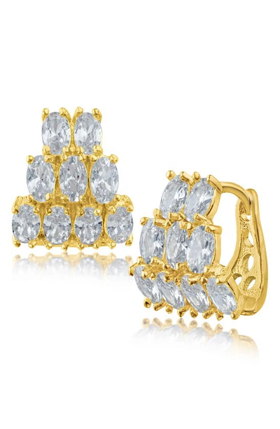 Shop Cz By Kenneth Jay Lane 14k Gold Plated Oval Cubic Zirconia Huggie Hoop Earrings In Clear/gold