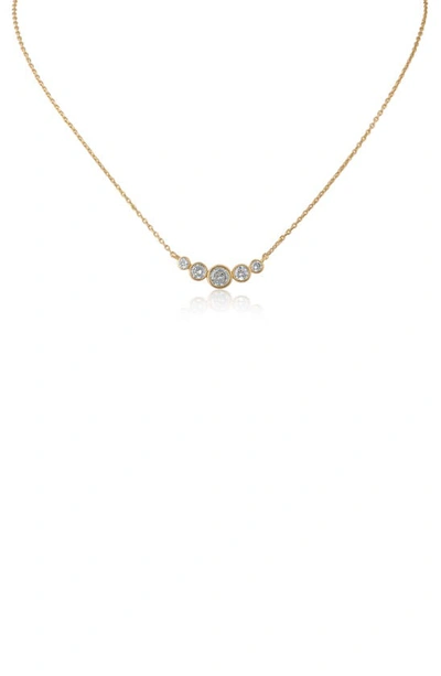 Shop Cz By Kenneth Jay Lane Bezel Set Cubic Zirconia Pendant Necklace In Clear/gold
