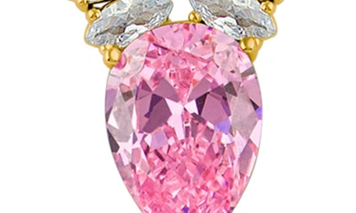 Shop Cz By Kenneth Jay Lane Cubic Zirconia Stud Earrings & Tennis Necklace Set In Pink/ Gold