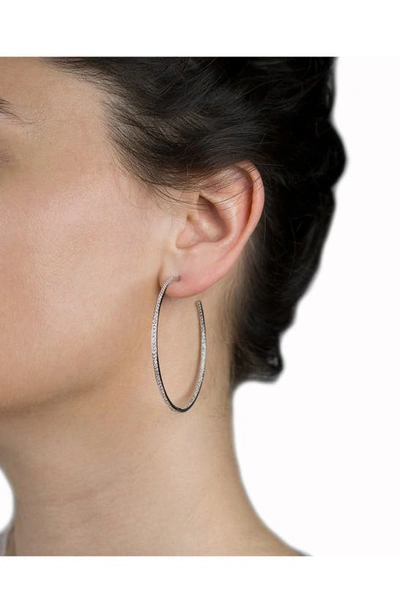 Cz By Kenneth Jay Lane Pavé Cubic Zirconia Inside Out Hoop Earrings In Clear/ Silver