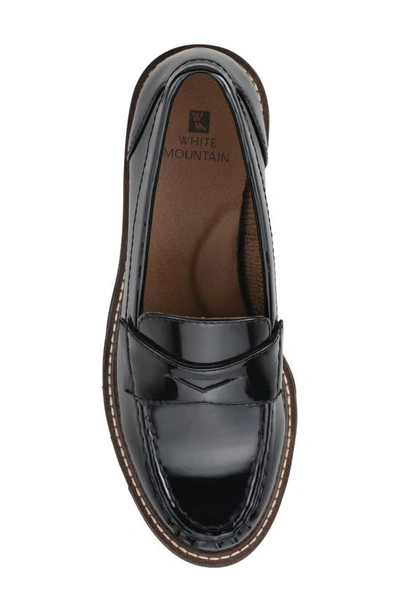 White Mountain Footwear Gunner Lug Sole Platform Loafer In Black/ Patent