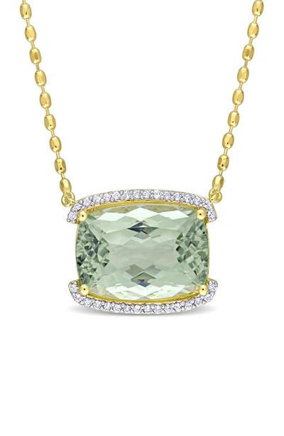 Shop Delmar Cushion Cut Green Quartz & White Topaz Necklace