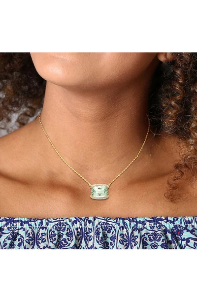 Delmar Cushion Cut Green Quartz & White Topaz Necklace In Green