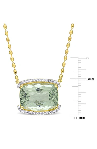 Delmar Cushion Cut Green Quartz & White Topaz Necklace In Green