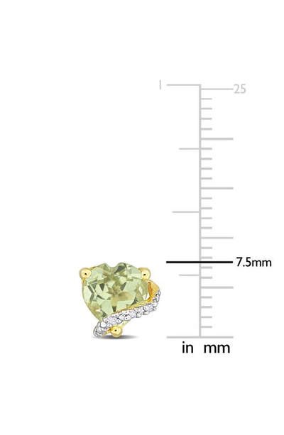Delmar 18k Gold Plated Sterling Silver Green Quartz & Diamond Heart Stud Earrings In Green