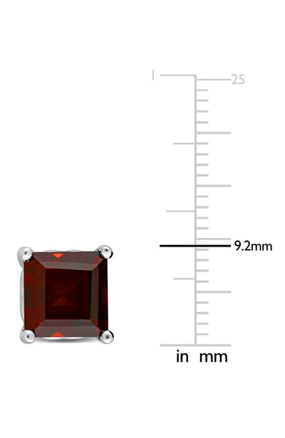 Delmar Princess Cut Garnet Stud Earrings In Red