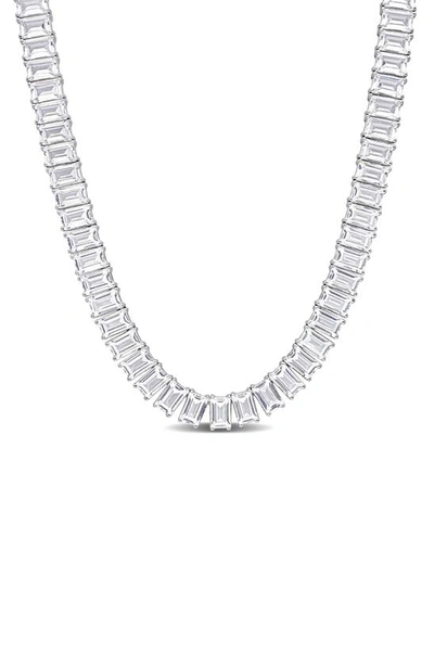 Shop Delmar Created White Sapphire Necklace In Silver/ White