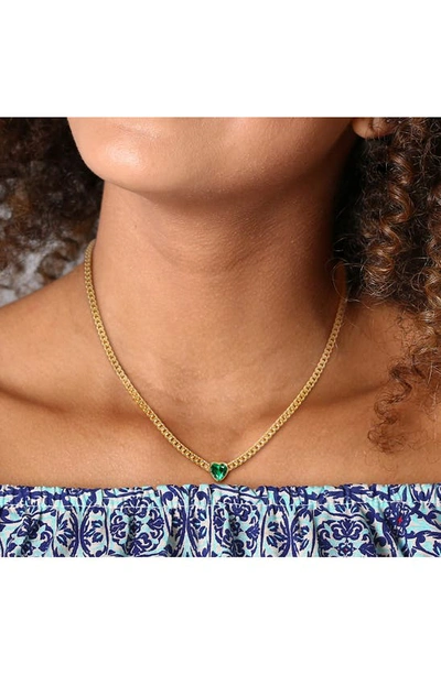 Delmar Heart-cut Cubic Zirconia Necklace In Green