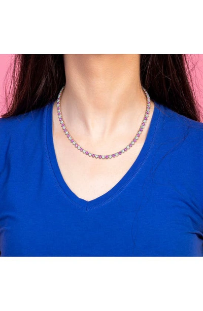 Shop Delmar Heart Cut Lab Created Pink Sapphire & White Sapphire Tennis Necklace