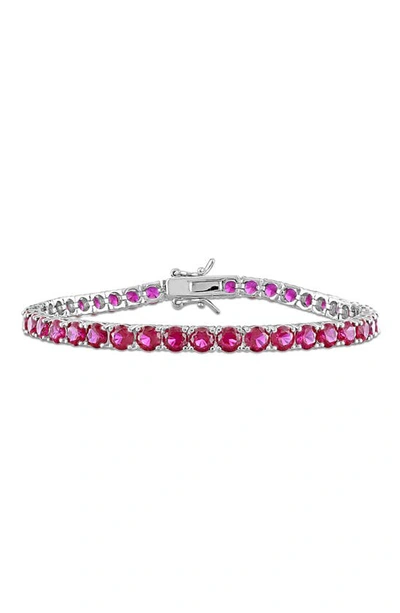 Shop Delmar Lab Created Ruby Tennis Bracelet In Pink Ruby