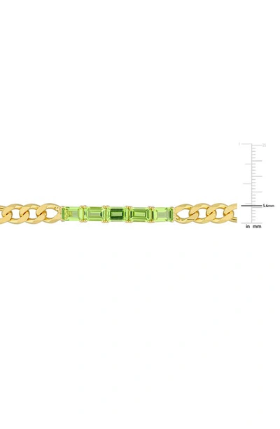 Shop Delmar Baguette Peridot Figaro Chain Bracelet In Green