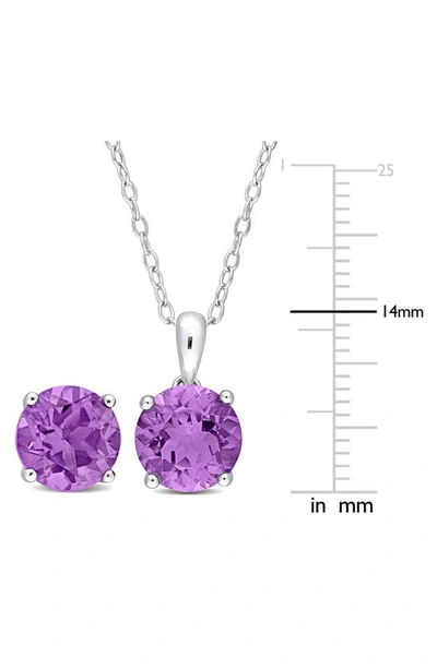 Delmar Round Cut Amethyst Pendant Necklace & Stud Earrings Set In Purple