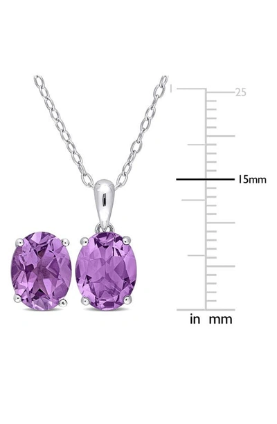 Shop Delmar Oval Cut Amethyst Pendant Necklace & Stud Earrings Set In Purple