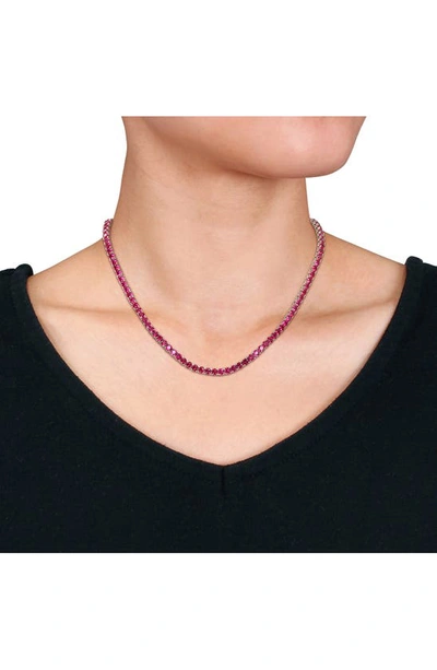 Shop Delmar Lab Created Ruby Tennis Necklace In Red