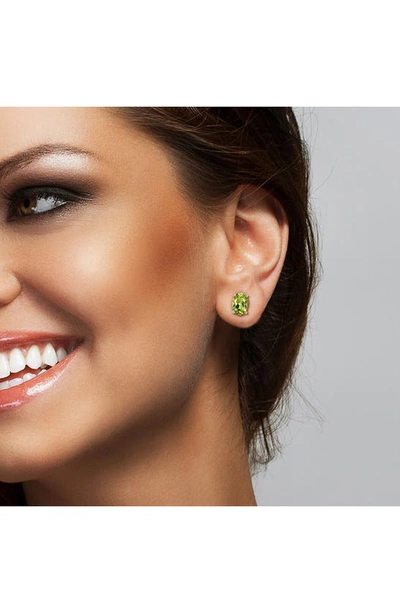 Delmar Sterling Silver Oval Peridot Stud Earrings & Necklace Set In Green