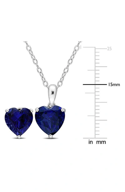 Shop Delmar Heart Cut Lab Created Sapphire Pendant Necklace & Stud Earrings In Blue