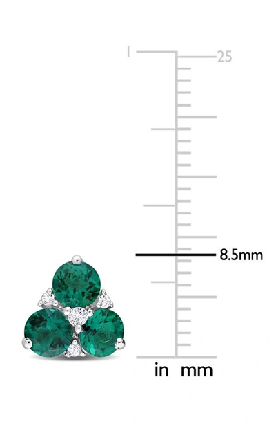 Delmar Sterling Silver Lab Created Emerald & Lab Created White Sapphire Stud Earrings In Green