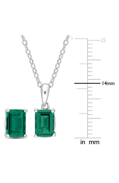 Delmar Emerald Cut Lab Created Emerald Pendant Necklace & Stud Earrings Set In Green