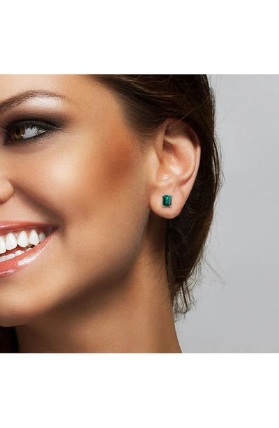 Delmar Emerald Cut Lab Created Emerald Pendant Necklace & Stud Earrings Set In Green