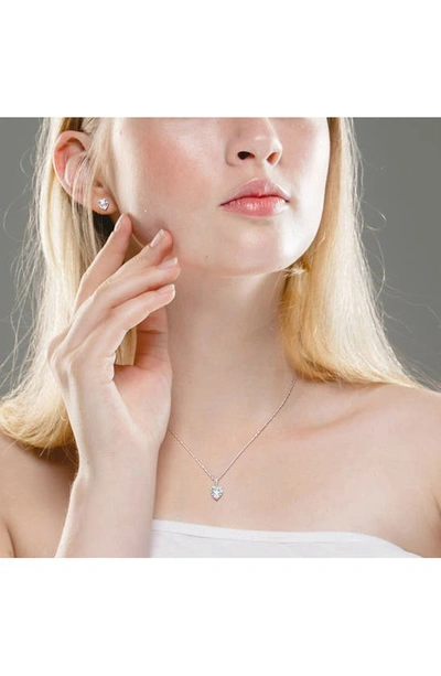Shop Delmar Sterling Silver Lab Created White Sapphire Heart Stud Earrings & Necklace Set