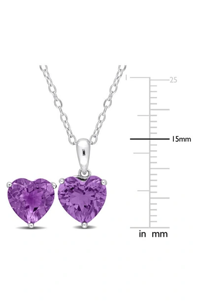 Shop Delmar Heart Cut Amethyst Pendant Necklace & Stud Earrings Set In Purple