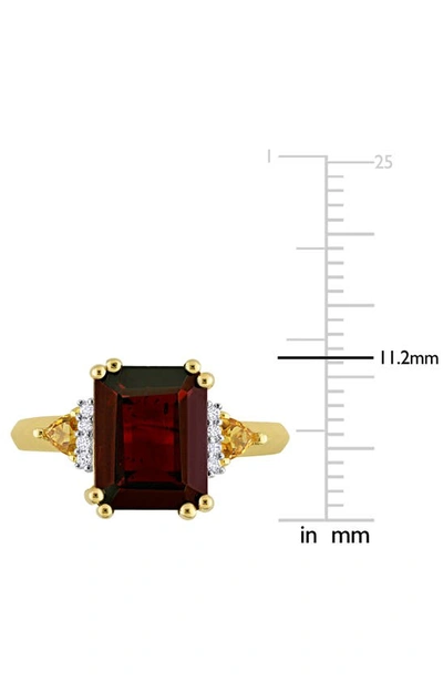 Shop Delmar 18k Gold Plated Sterling Silver Garnet, Citrine & Diamond Ring In Red