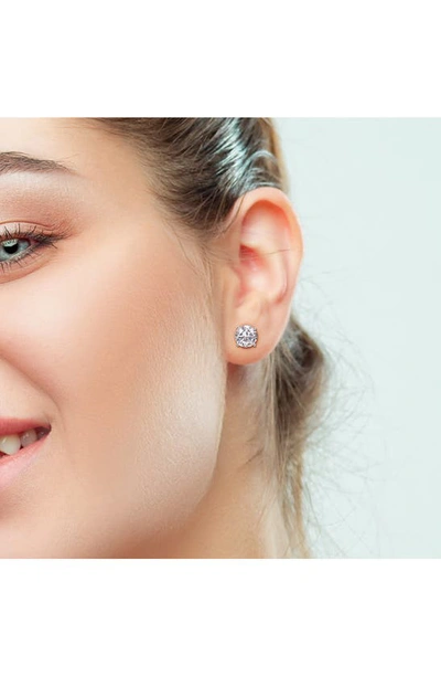 Delmar Sterling Silver Round Lab Created White Sapphire Stud Earrings & Necklace Set In Silver
