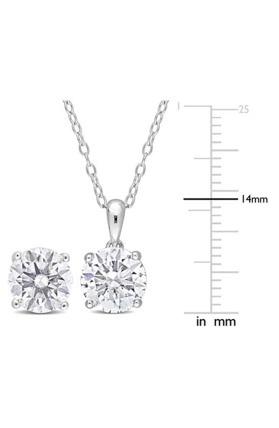 Delmar Sterling Silver Round Lab Created White Sapphire Stud Earrings & Necklace Set In Silver