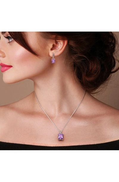 Delmar Amethyst & White Topaz Pendant Necklace & Drop Earrings Set In Purple