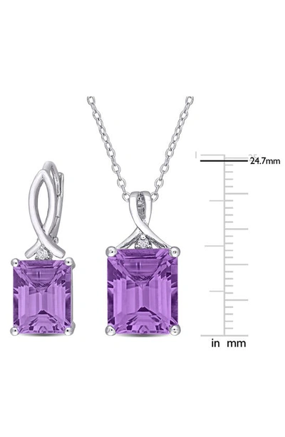 Delmar Amethyst & White Topaz Pendant Necklace & Drop Earrings Set In Purple