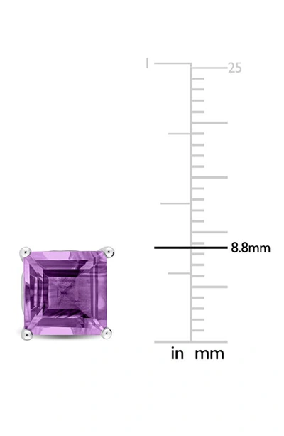 Shop Delmar Sterling Silver Lab-created Amethyst Square Stud Earrings In Purple