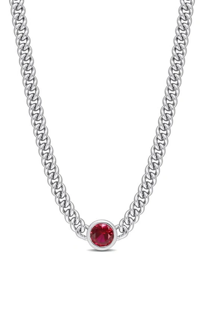 Shop Delmar Lab Created Ruby Chain Necklace In Red