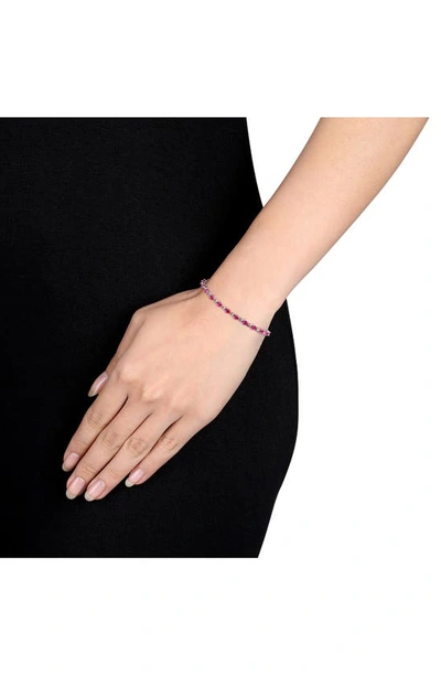 Delmar Sterling Silver Lab Created Ruby Tennis Bracelet In Red