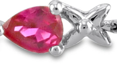 Delmar Sterling Silver Lab Created Ruby Tennis Bracelet In Red