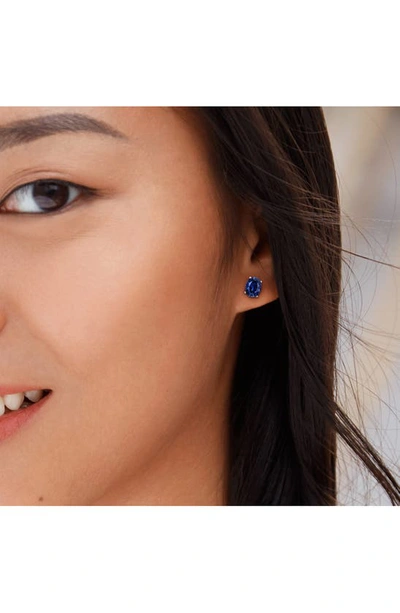 Shop Delmar Oval Created Sapphire Stud Earrings & Necklace Set In Blue