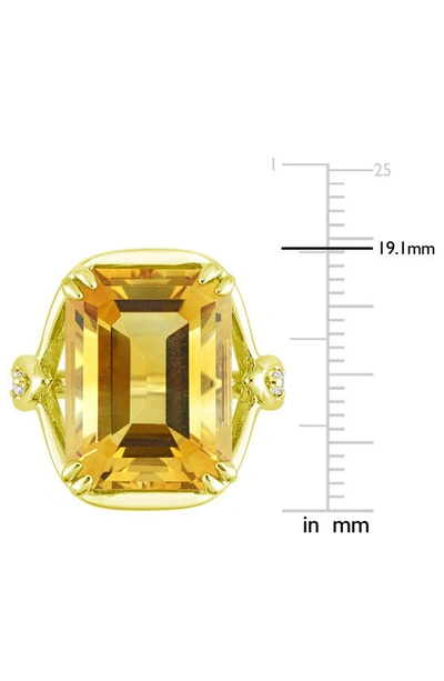 Delmar Open Shank Emerald Cut Citrine & Whtie Topaz Ring In Yellow