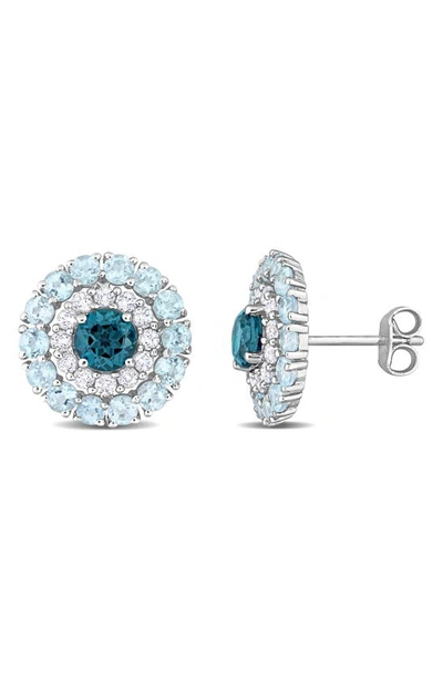 Shop Delmar Blue Topaz & White Topaz Stud Earrings