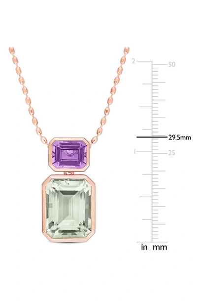 Shop Delmar Octagon Cut Prasiolite & Amethyst Pendant Necklace In Multicolor