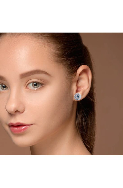 Delmar Blue Topaz & White Topaz Stud Earrings In Blue