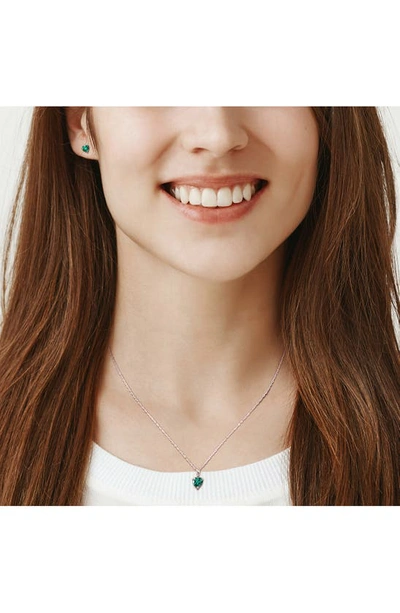 Delmar Heart Cut Lab Created Emerald Pendant Necklace & Stud Earrings In Green