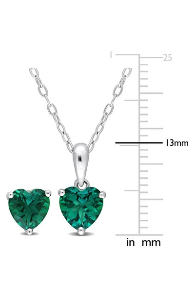 Delmar Heart Cut Lab Created Emerald Pendant Necklace & Stud Earrings In Green