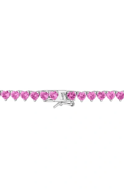 Shop Delmar Heart Cut Lab Created Pink Sapphire Tennis Necklace