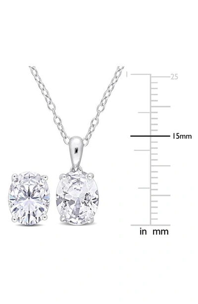 Shop Delmar Oval Cut Lab Created White Sapphire Pendant Necklace & Stud Earrings In Silver